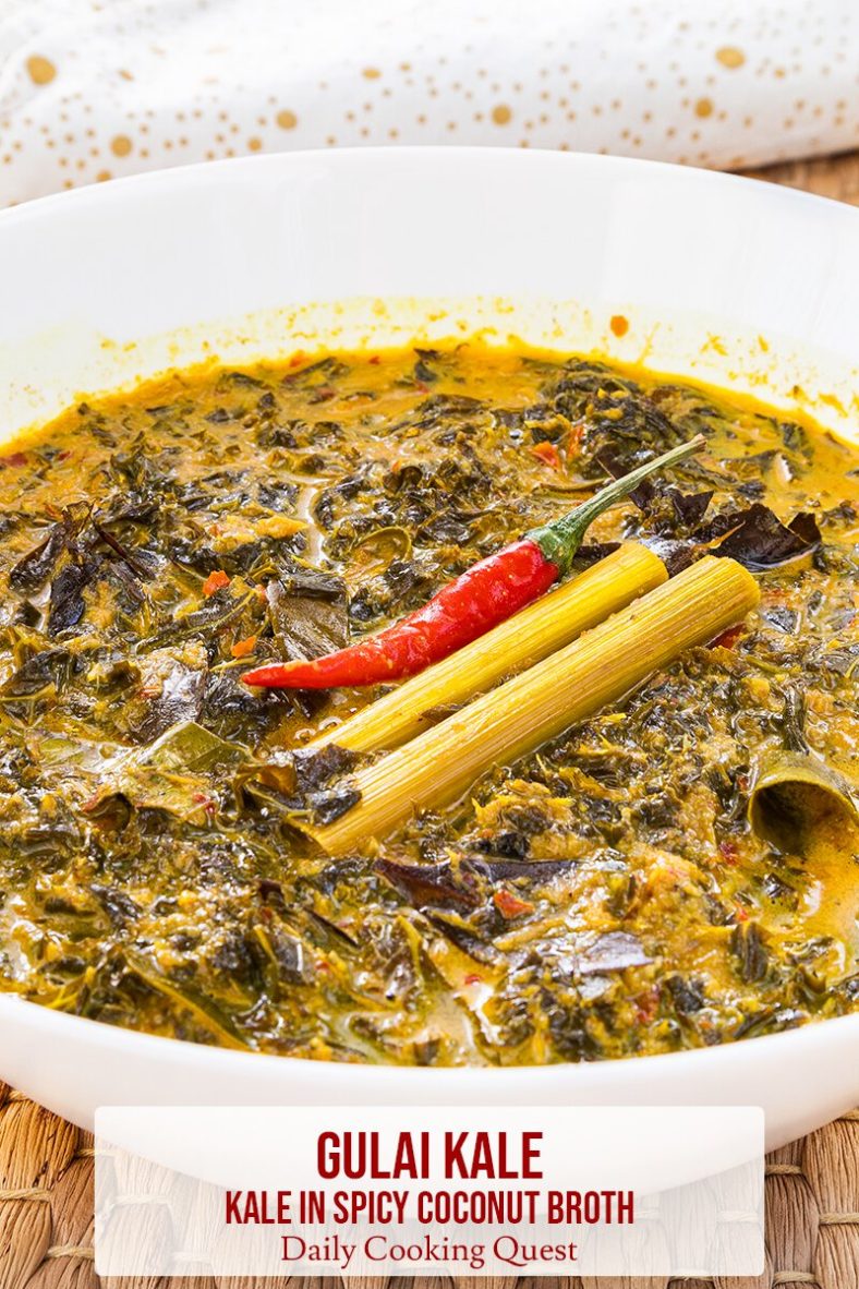 Gulai kale (Indonesian kale curry) - kale in spicy coconut broth.
