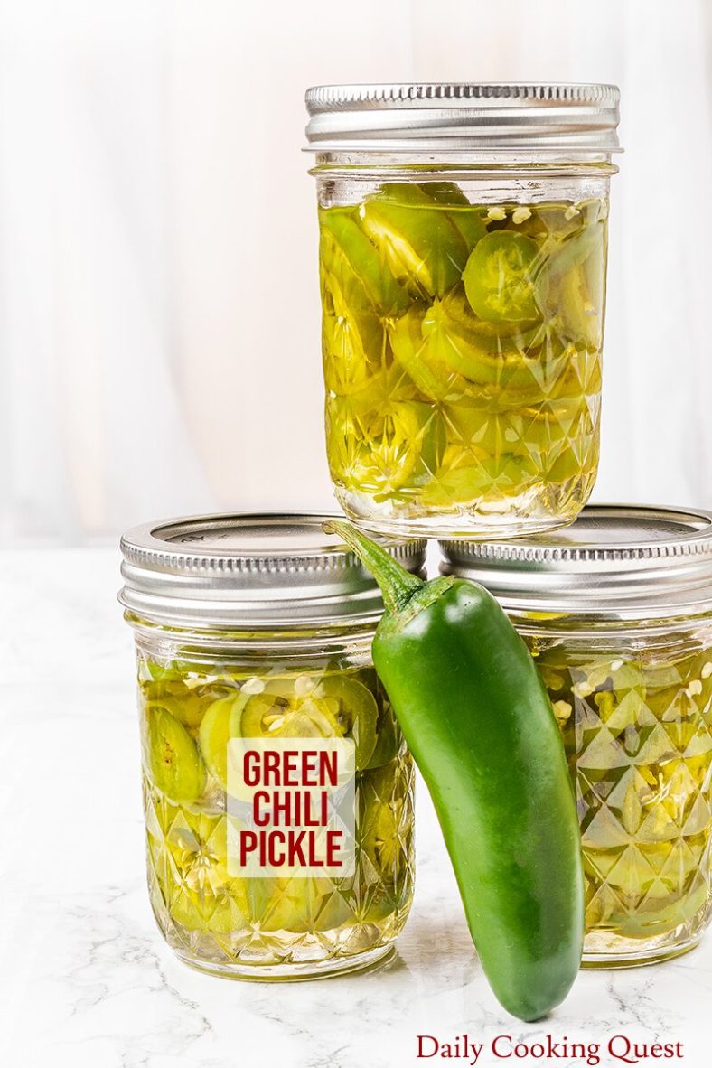 Green chili pickle using jalapenos.