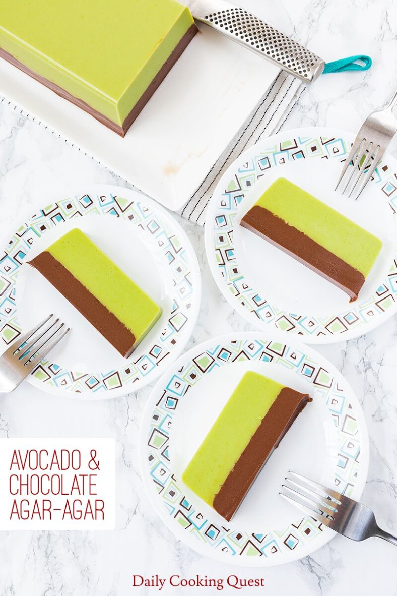 Avocado and chocolate agar-agar dessert.