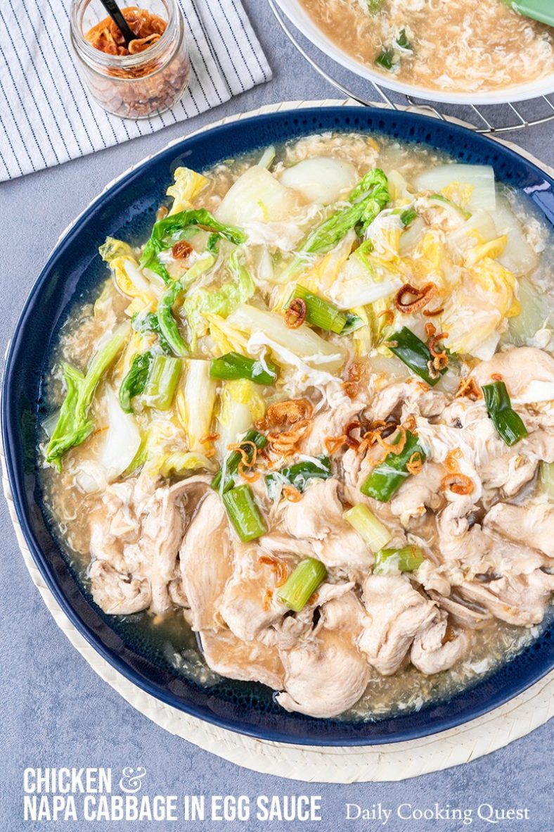 Chicken and Napa Cabbage in Egg Sauce.
