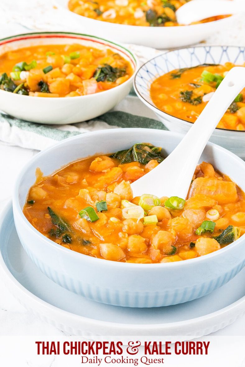 Thai chickpeas and kale curry.