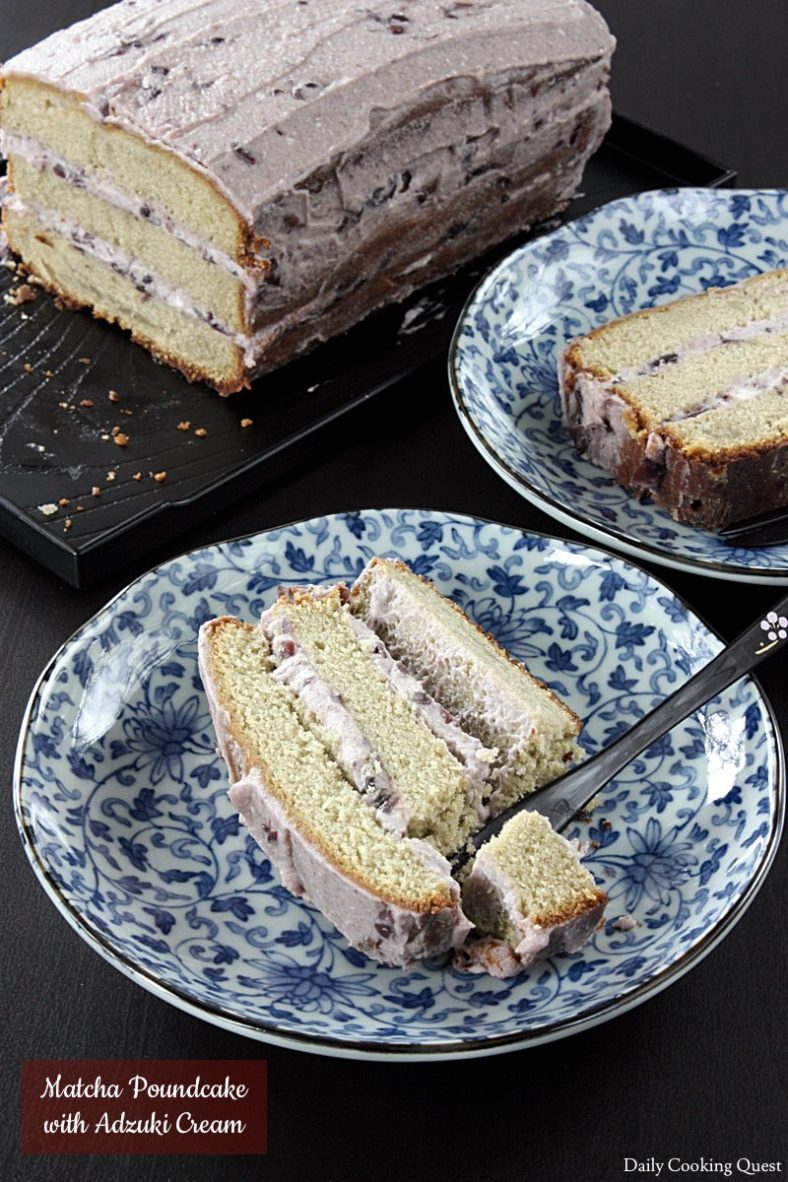 Matcha Pound Cake with Adzuki Cream