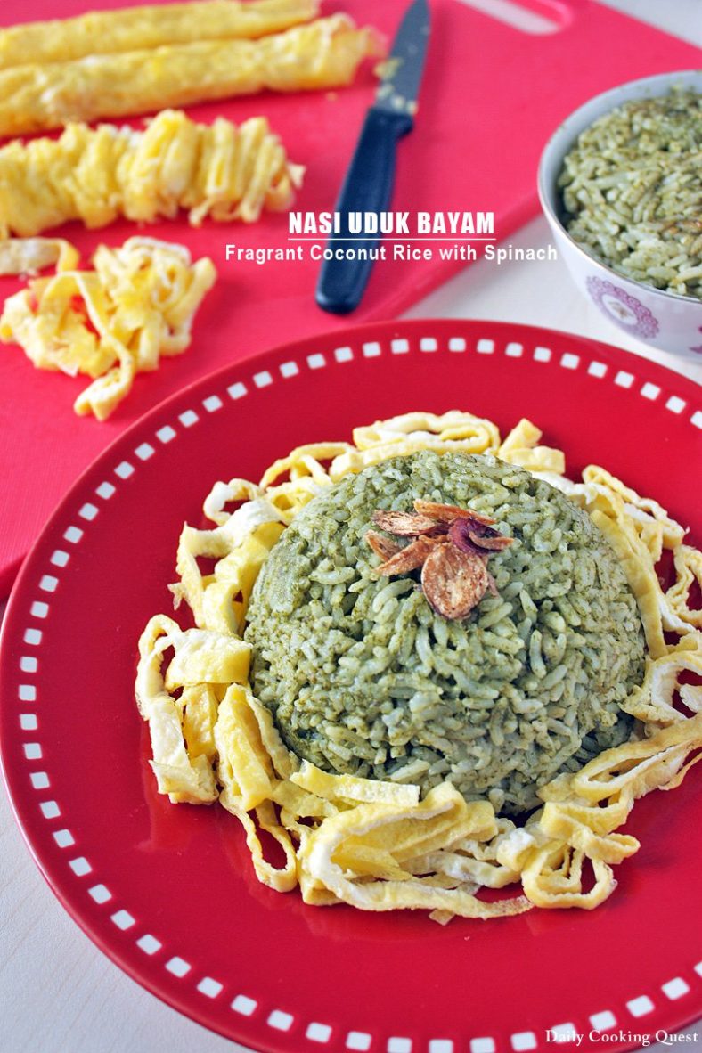 Nasi Uduk Bayam - Fragrant Coconut Rice with Spinach