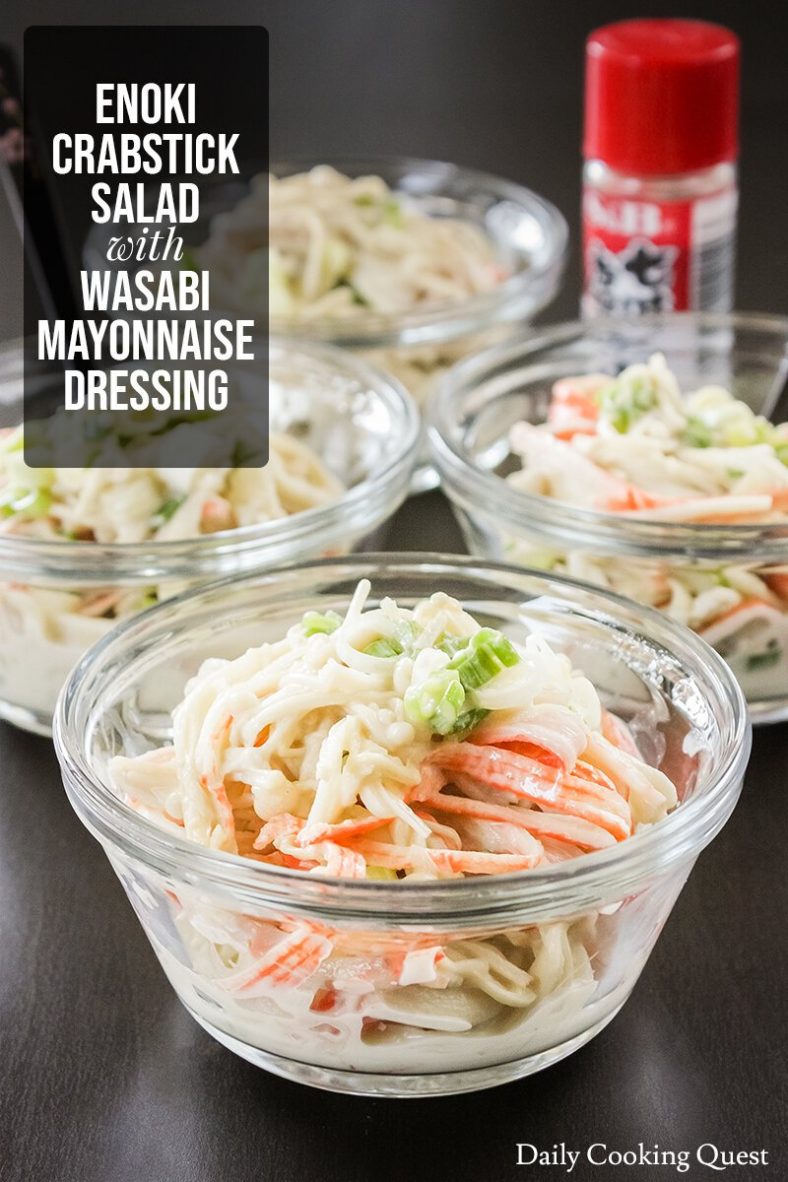 Ingredients for Enoki Crabstick Salad with Wasabi Mayonnaise Dressing